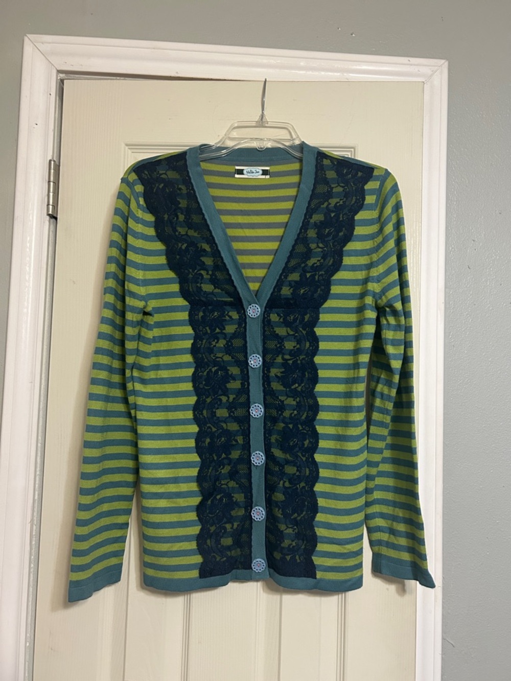 💸30%Off2🛒 Matilda Jane green stripe cardigan sweater